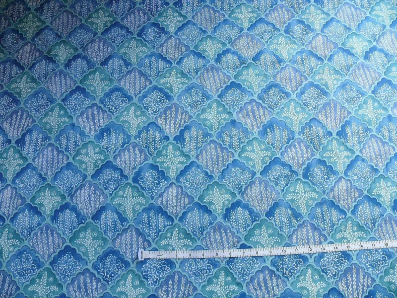 P1420575.jpg 10.2y Brunschwig & Fils Nanou Rockery Print Blue Green White from Cabanel Collection #906