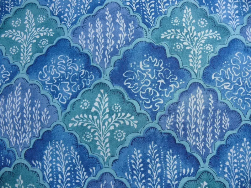 P1420578.jpg 10.2y Brunschwig & Fils Nanou Rockery Print Blue Green White from Cabanel Collection #906