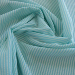 11.125Y DESIGNER Ribbed SEERSUCKER BRIGHT AQUA WHITE COTTON #919 11.125Y DESIGNER Ribbed SEERSUCKER BRIGHT AQUA WHITE COTTON #919