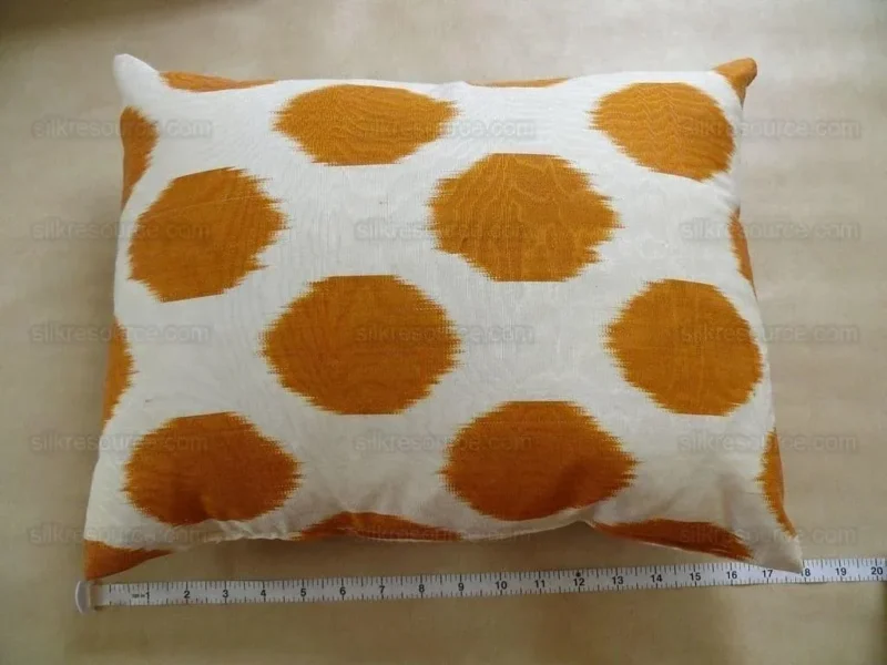 Brunschwig & Fils Silk Ikat Pillow Brown orange Spots On White