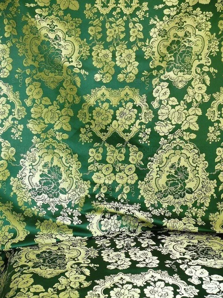by Yard Scalamandre Villa Louis Silk Brocatelle Emerald Green MSRP USD 800+