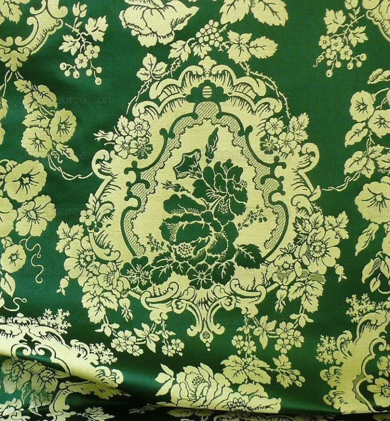 by Yard Scalamandre Villa Louis Silk Brocatelle Emerald Green MSRP USD 800+