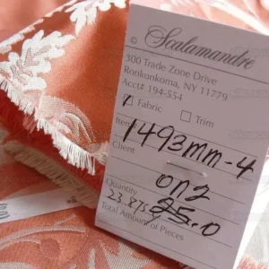 P1430259.jpg By Yard Scalamandre "NATCHEZ" Silk Lampas in Ripe Peach and Cream Salmon Pink & Off White Silver PineappleWhite 18th C MSRP00+/Y