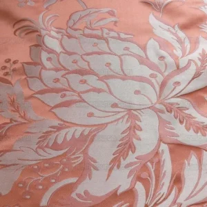 P1430261.jpg 0.6y Scalamandre “NATCHEZ” Silk Lampas, Ripe Peach and Cream, Salmon Pink & Off White Silver White 18th C MSRP00+/Y