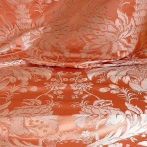 P1430269.jpg By Yard Scalamandre "NATCHEZ" Silk Lampas in Ripe Peach and Cream Salmon Pink & Off White Silver PineappleWhite 18th C MSRP00+/Y