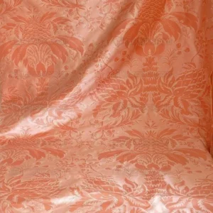P1430273.jpg By Yard Scalamandre "NATCHEZ" Silk Lampas in Ripe Peach and Cream Salmon Pink & Off White Silver PineappleWhite 18th C MSRP00+/Y