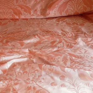 P1430274.jpg By Yard Scalamandre "NATCHEZ" Silk Lampas in Ripe Peach and Cream Salmon Pink & Off White Silver PineappleWhite 18th C MSRP00+/Y