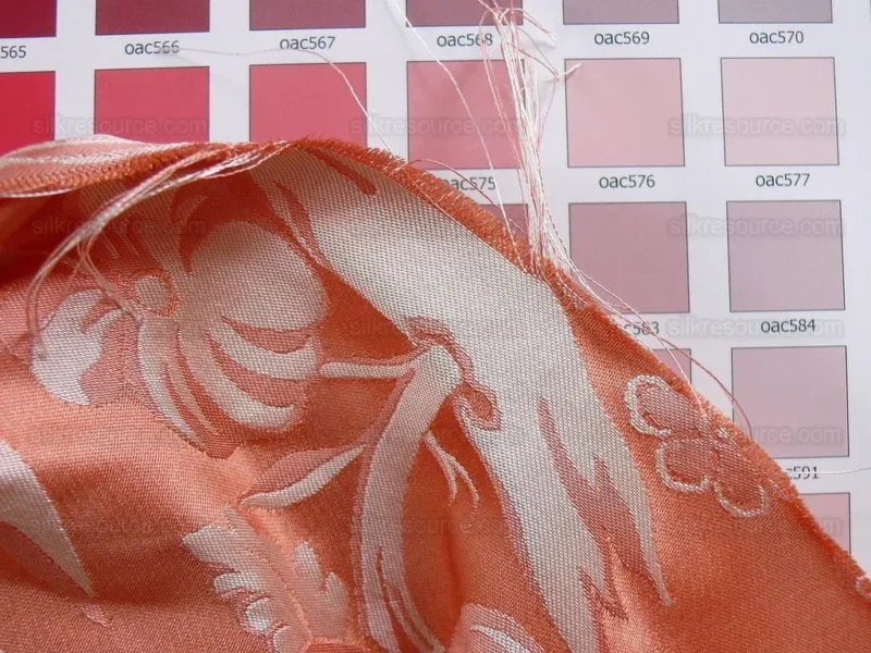 P1430276.jpg 0.6y Scalamandre “NATCHEZ” Silk Lampas, Ripe Peach and Cream, Salmon Pink & Off White Silver White 18th C MSRP00+/Y