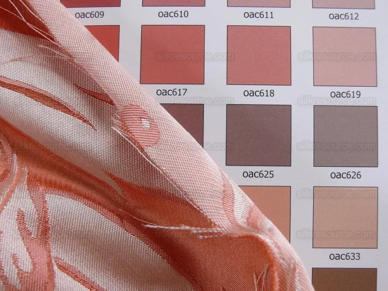 P1430277.jpg 0.6y Scalamandre “NATCHEZ” Silk Lampas, Ripe Peach and Cream, Salmon Pink & Off White Silver White 18th C MSRP00+/Y