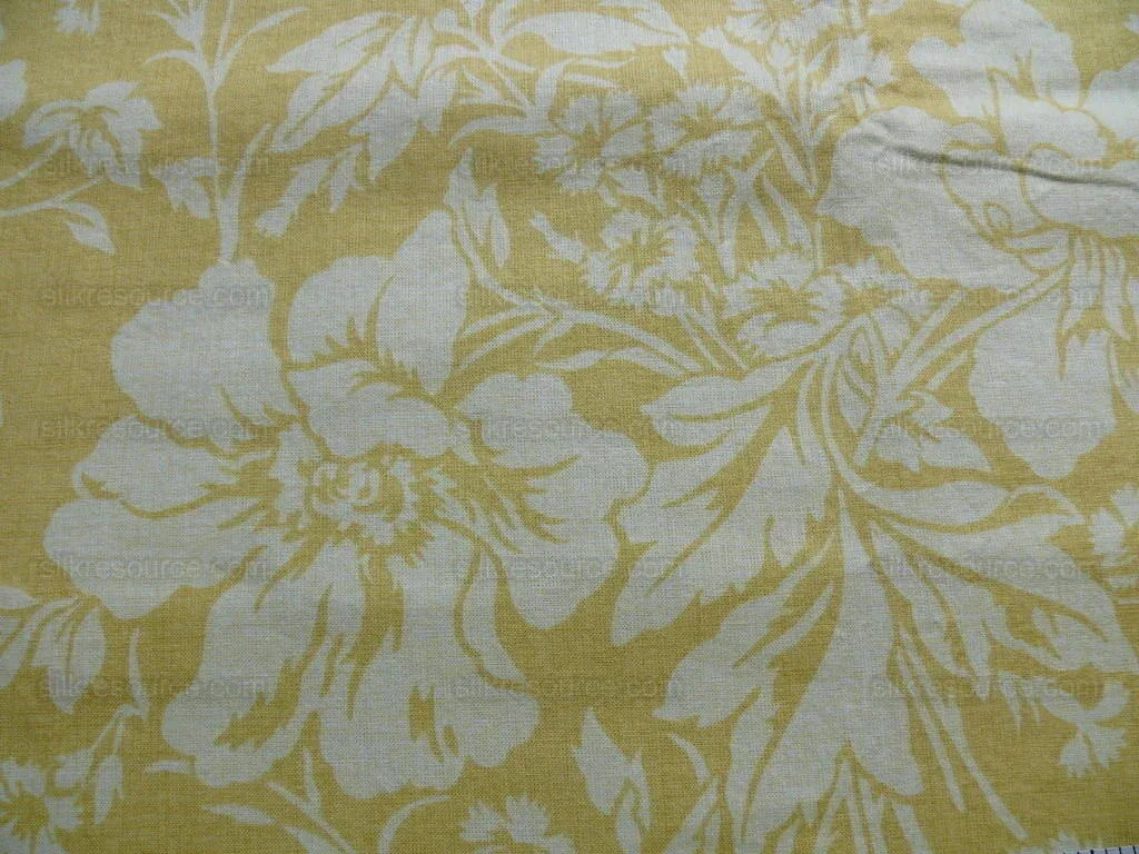 P1430400.jpg Colefax & Fowler Jane Churchill Lampton Flower Linen Print Yellow White Peony Bouquet English Garden Cotton 1.5 Yard
