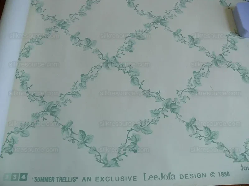 P1430613.jpg Lee Jofa Summer Trellis Green On Eggshell Wallpaper Triple Roll