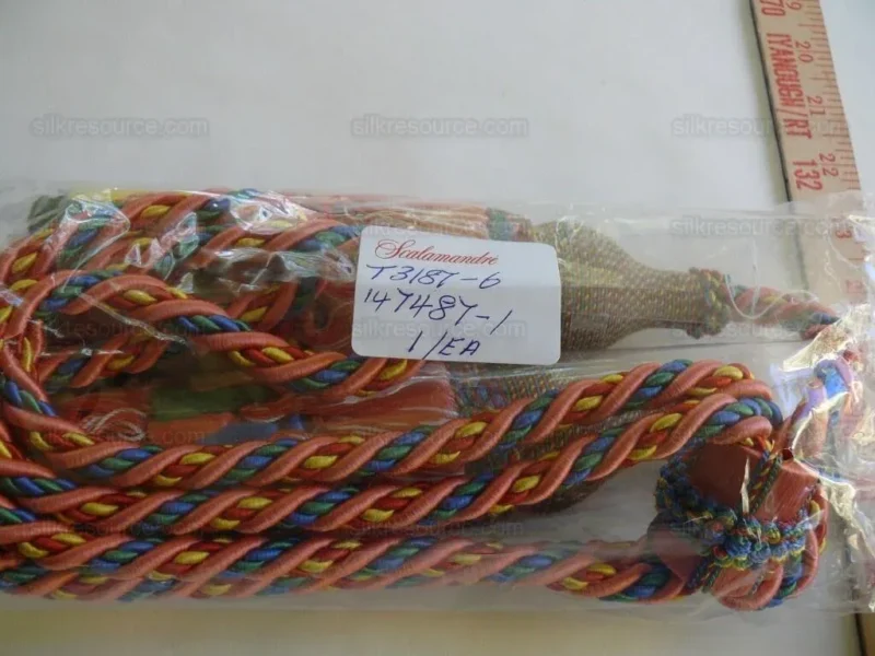 P1430989.jpg Scalamandre Lyon 100% Silk Double Tie Back in Coral Royal, Green