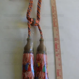 P1430990.jpg Scalamandre Lyon 100% Silk Double Tie Back in Coral Royal, Green