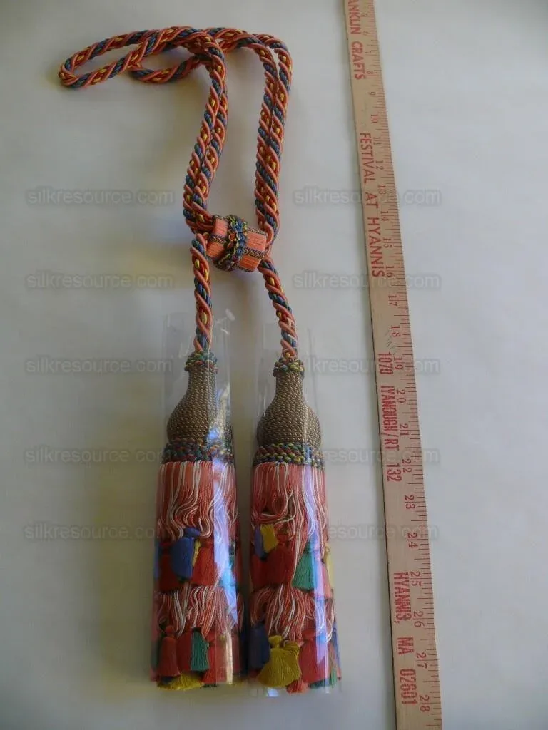 P1430990.jpg Scalamandre Lyon 100% Silk Double Tie Back in Coral Royal, Green