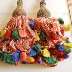 P1430992.jpg Scalamandre Lyon 100% Silk Double Tie Back in Coral Royal, Green