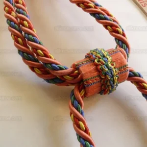 P1430993.jpg Scalamandre Lyon 100% Silk Double Tie Back in Coral Royal, Green