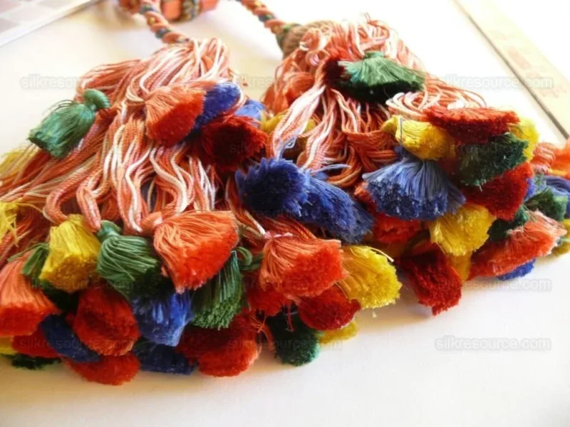 P1430997.jpg Scalamandre Lyon 100% Silk Double Tie Back in Coral Royal, Green