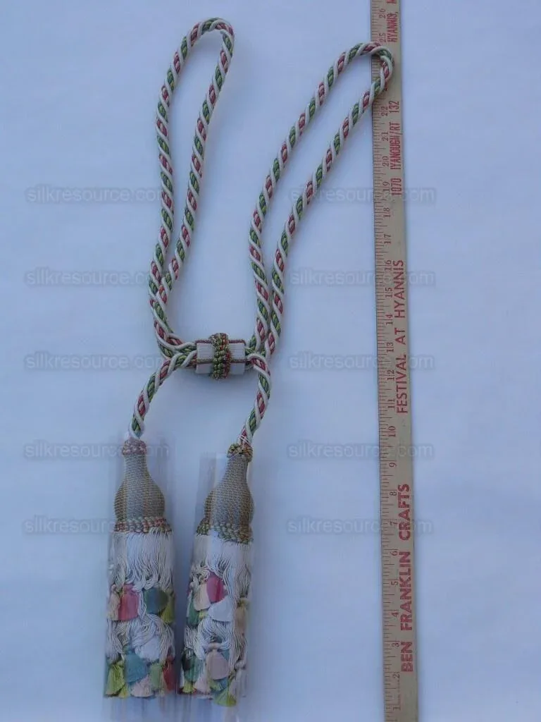 Scalamandre Lyon 100% Silk Double Tie Back Watermelon Pink Green