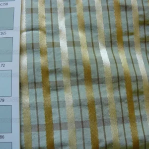 P1450596.jpg Lee Jofa Paradise Silk Drapery Pair Sea Glass Aqua Green Blue Gold 77"x101
