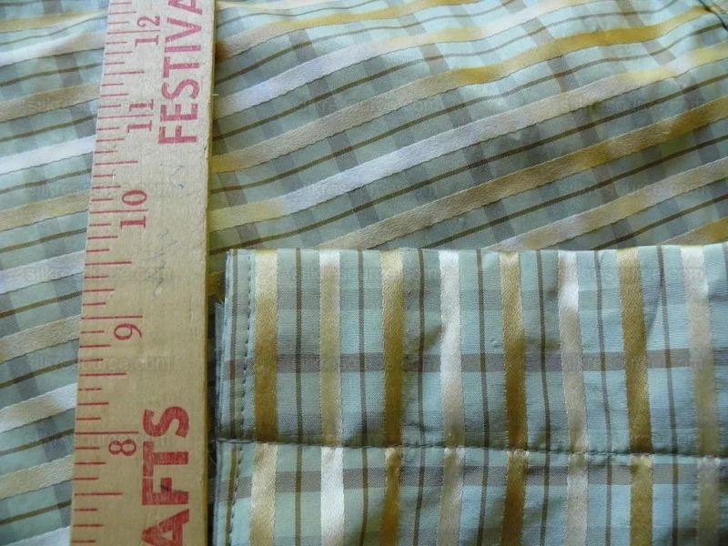 P1450602.jpg Lee Jofa Paradise Silk Drapery Pair Sea Glass Aqua Green Blue Gold 77"x101