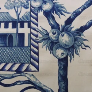 P1450788.jpg BY YD BEACON HILL PALACE WALK INDIGO BLUE WHITE COTTON TOILE ITALY Castle Tuscany MSRP USD200Y