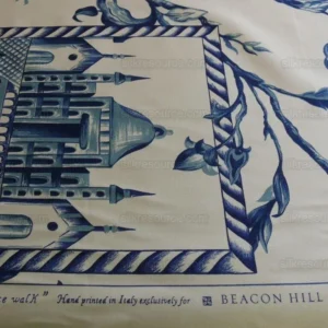 P1450791.jpg BY YD BEACON HILL PALACE WALK INDIGO BLUE WHITE COTTON TOILE ITALY Castle Tuscany MSRP USD200Y