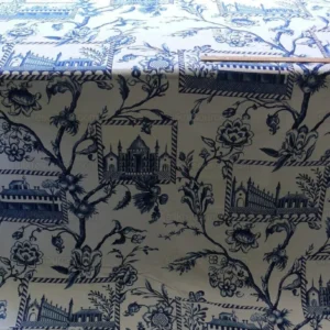 P1450796.jpg BY YD BEACON HILL PALACE WALK INDIGO BLUE WHITE COTTON TOILE ITALY Castle Tuscany MSRP USD200Y