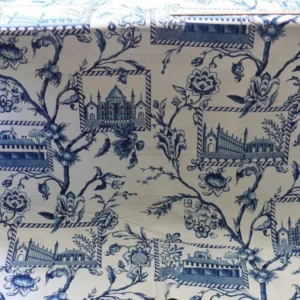 P1450797.jpg BY YD BEACON HILL PALACE WALK INDIGO BLUE WHITE COTTON TOILE ITALY Castle Tuscany MSRP USD200Y