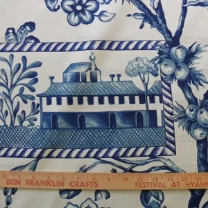 P1450799.jpg BY YD BEACON HILL PALACE WALK INDIGO BLUE WHITE COTTON TOILE ITALY Castle Tuscany MSRP USD200Y