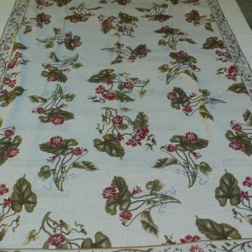 STARK Lotus SPRIG Red Green RUG Natrl PETITE POINT 6'x9' STARK Lotus SPRIG Red Green RUG Natrl PETITE POINT 6'x9'