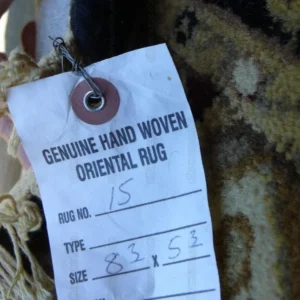 Madras Hand Tufted Rug Oriental Deep Blue Brown Gold 8'3"x5'3"