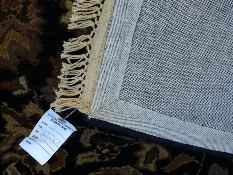 Madras Hand Tufted Rug Oriental Deep Blue Brown Gold 8'3"x5'3"