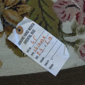 Stark Exquisite Needlepoint Rug Art Deco Flower Square Red Beige 9x6'