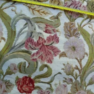 Stark Exquisite Needlepoint Rug Art Deco Flower Square Red Beige 9x6'