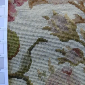 Stark Exquisite Needlepoint Rug Art Deco Flower Square Red Beige 9x6'