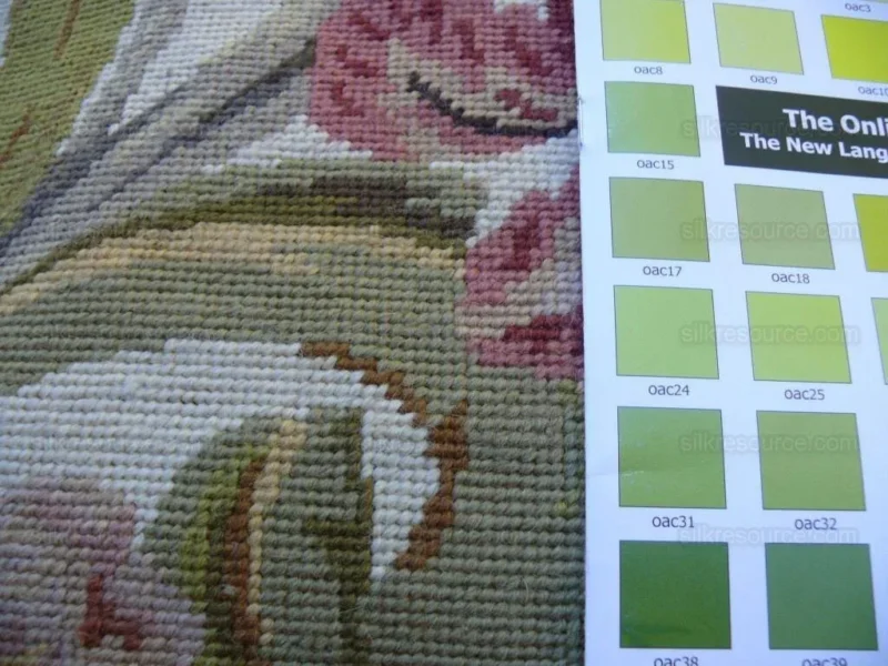 Stark Exquisite Needlepoint Rug Art Deco Flower Square Red Beige 9x6'