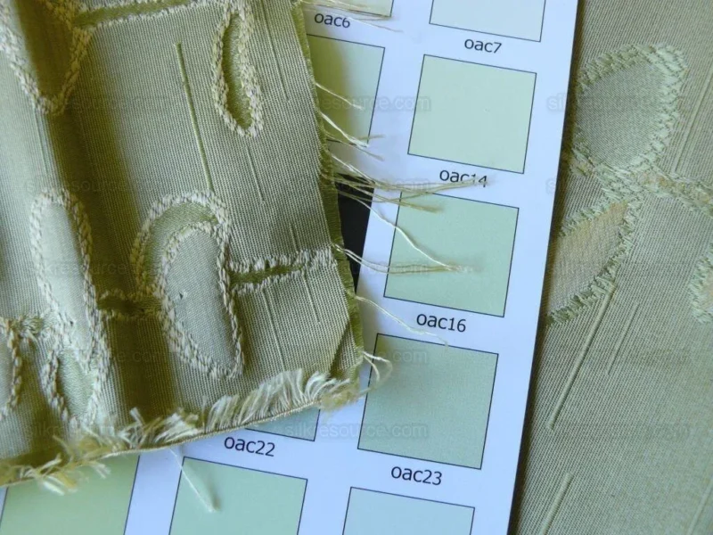 P1460341.jpg Beacon Hill "Sprouting" Vine Sprig Foliage Willow 100%silk Jacquard Pale Sage Spring Green MSRP USD 300/Y