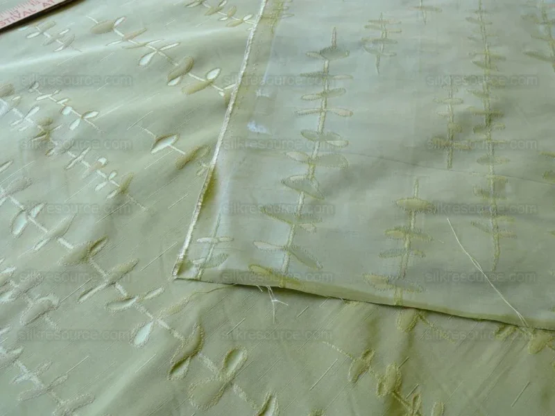 P1460344.jpg Beacon Hill "Sprouting" Vine Sprig Foliage Willow 100%silk Jacquard Pale Sage Spring Green MSRP USD 300/Y