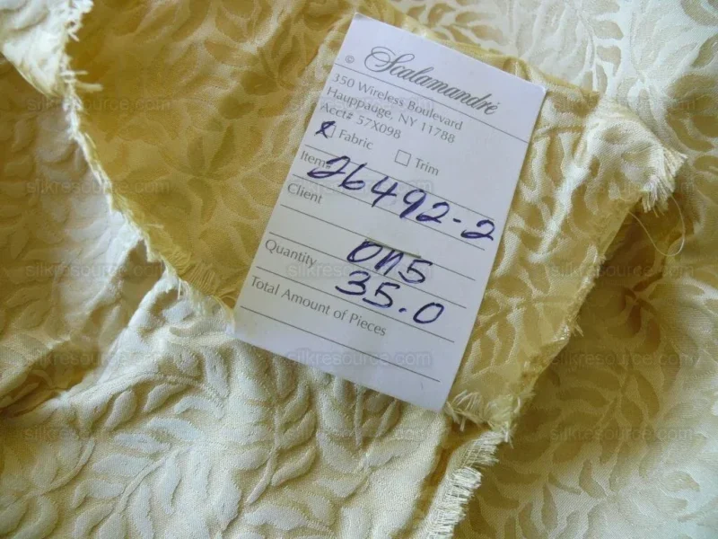 P1460373.jpg Scalamandre Blairsprig Dark Beige Pale Gold Yellow 100% Silk MSRP USD 280/Y