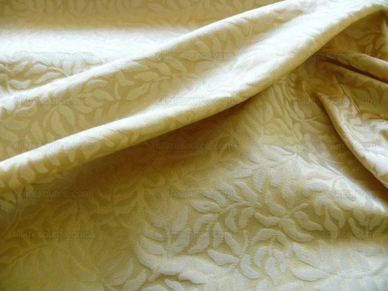 P1460374.jpg Scalamandre Blairsprig Dark Beige Pale Gold Yellow 100% Silk MSRP USD 280/Y
