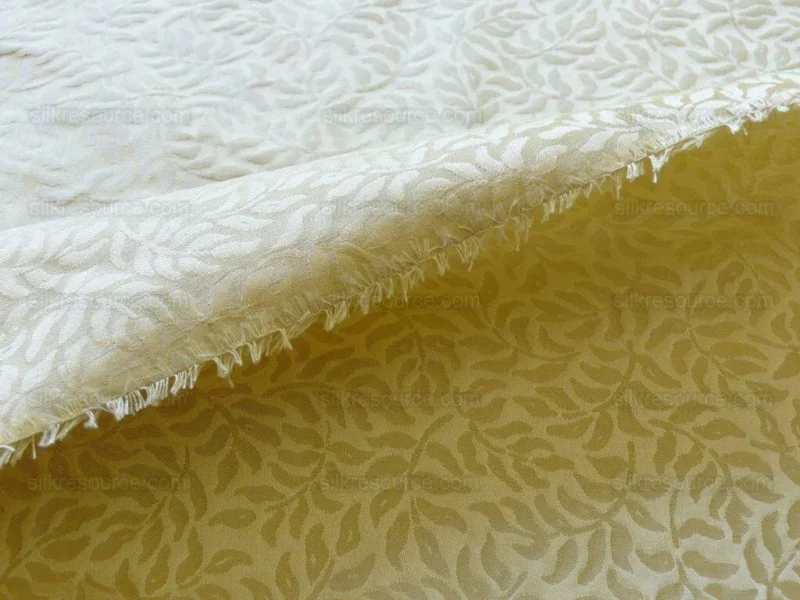 P1460378.jpg Scalamandre Blairsprig Dark Beige Pale Gold Yellow 100% Silk MSRP USD 280/Y