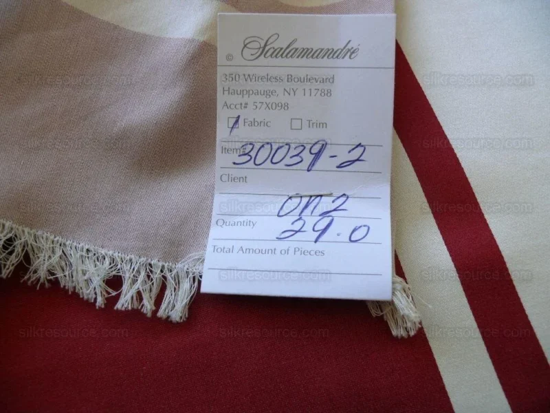 P1460380.jpg Scalamandre Palladio Silk/cotton Satin Large Stripe Deep Raspberry Red White Cream Grandeur MSRP USD280/Y