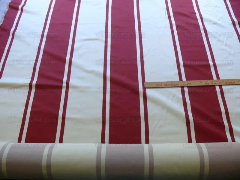 P1460382.jpg Scalamandre Palladio Silk/cotton Satin Large Stripe Deep Raspberry Red White Cream Grandeur MSRP USD280/Y