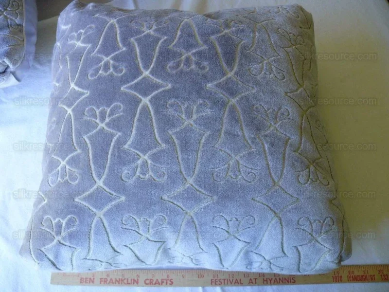 P1460510.jpg Old World Weavers Pillows Princess Aida 19" Cut Velvet  Pewter Hand Made in US