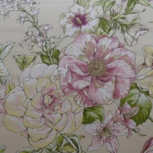 1.2yards Scalamandre La Generosa Rose Hibiscus Lily Flower Cotton Eggshell Pink Green Red Cotton Satin MSRP USD 180/Yard