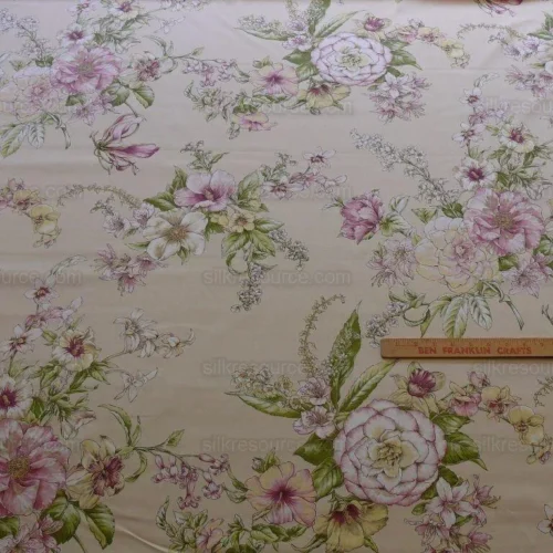 SCALAMANDRE LA GENEROSA ROSE HIBISCUS FLOWER COTTON EGGSHELL SCALAMANDRE LA GENEROSA ROSE HIBISCUS FLOWER COTTON EGGSHELL