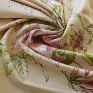 1.2yards Scalamandre La Generosa Rose Hibiscus Lily Flower Cotton Eggshell Pink Green Red Cotton Satin MSRP USD 180/Yard