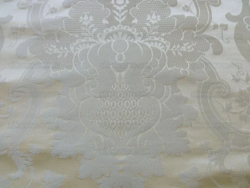 P1470401.jpg High End Designer Colette's Abby 100% Silk Renaissance Damask "pearl" Pure Bright White