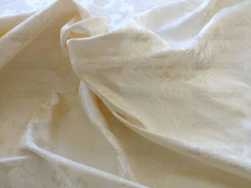 P1470405.jpg High End Designer Colette's Abby 100% Silk Renaissance Damask "pearl" Pure Bright White
