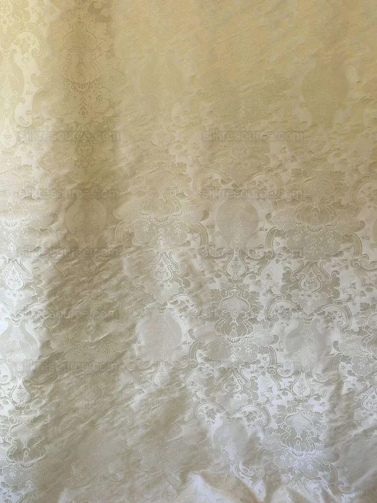 P1470419.jpg High End Designer Colette's Abby 100% Silk Renaissance Damask "pearl" Pure Bright White